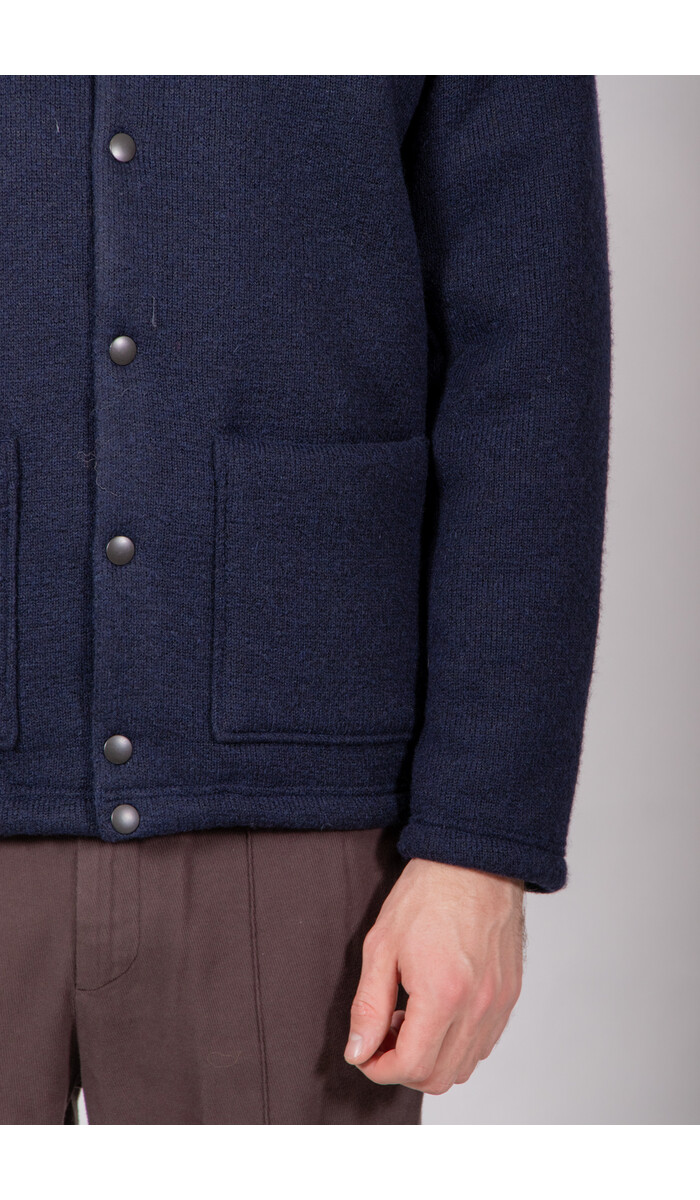 Jackman Jackman Jacke / Wool Collarless Jacket / Dunkel Navy Jackman Jackman Jacke / Wool Collarless Jacket / Dunkel Navy