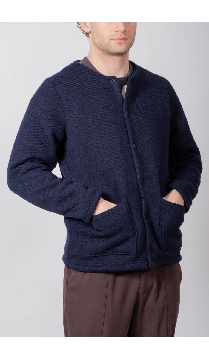 Jackman Jackman Jacke / Wool Collarless Jacket / Dunkel Navy Jackman Jackman Jacke / Wool Collarless Jacket / Dunkel Navy
