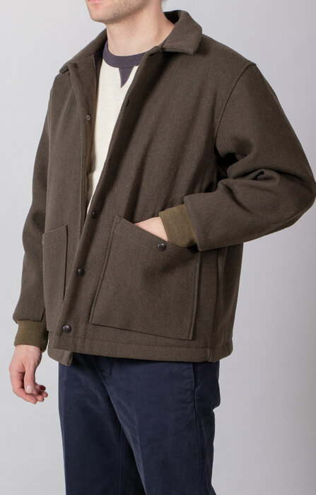 Jackman Jackman Coat / Melton Award Jacket / Olive Jackman Jackman Coat / Melton Award Jacket / Olive