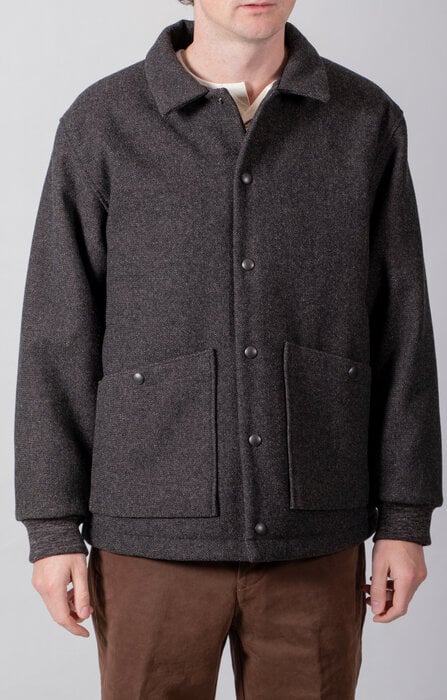 Jackman Jackman Jacke / Melton Award Jacket / Schwarz Melange Jackman Jackman Jacke / Melton Award Jacket / Schwarz Melange