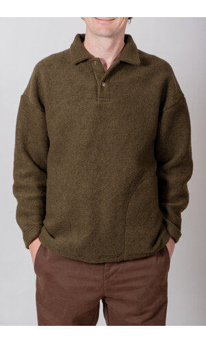 Jackman Jackman Pullover / Wool Himo Polo / Olive Jackman Jackman Pullover / Wool Himo Polo / Olive
