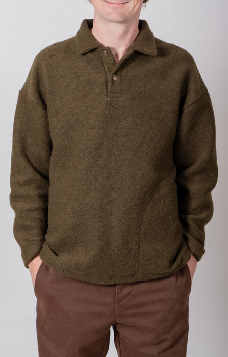 Jackman Jackman Trui / Wool Himo Polo / Olijf Jackman Jackman Trui / Wool Himo Polo / Olijf