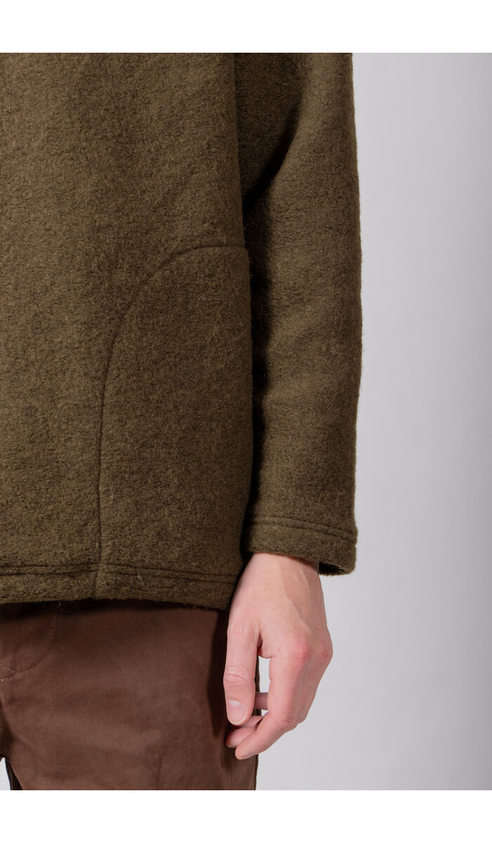 Jackman Jackman Pullover / Wool Himo Polo / Olive Jackman Jackman Pullover / Wool Himo Polo / Olive