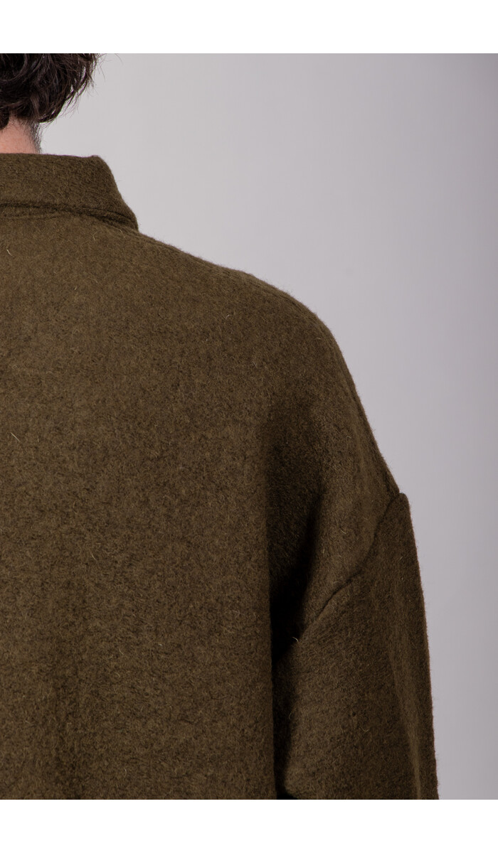 Jackman Jackman Pullover / Wool Himo Polo / Olive Jackman Jackman Pullover / Wool Himo Polo / Olive