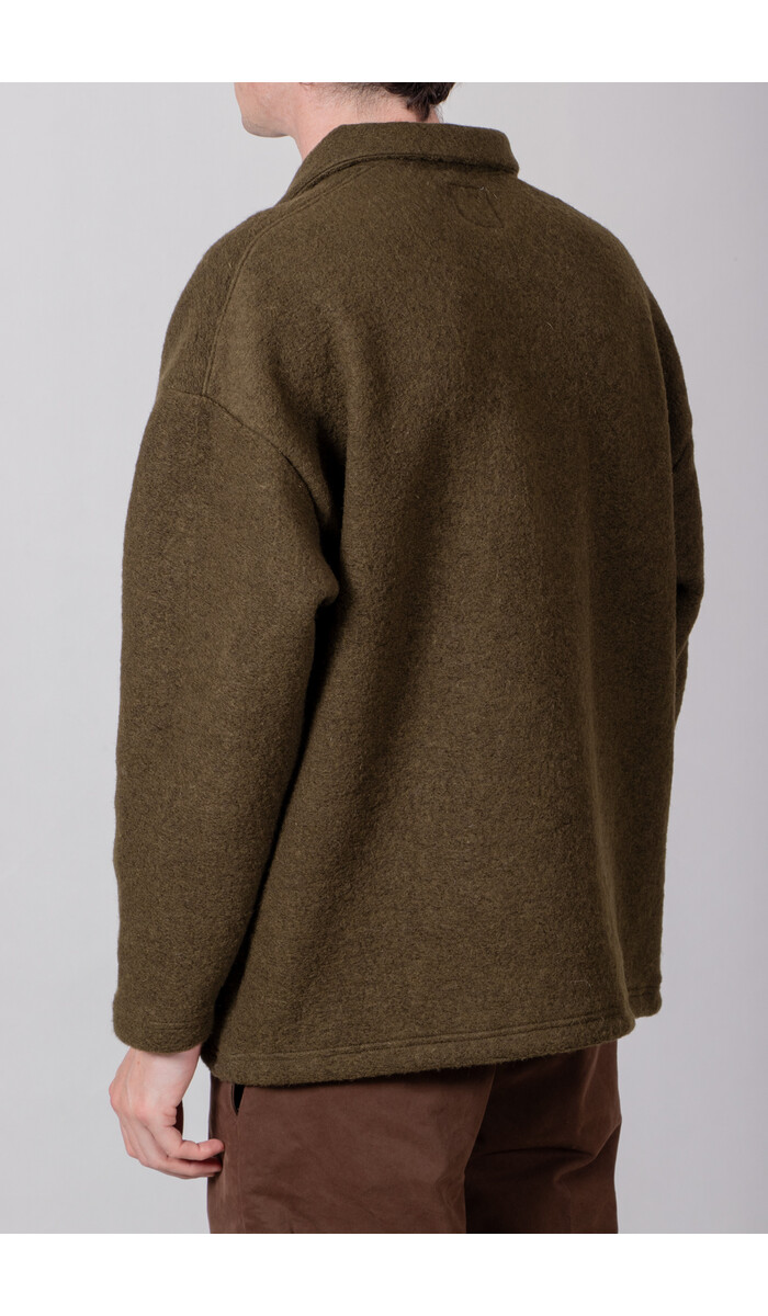 Jackman Jackman Pullover / Wool Himo Polo / Olive Jackman Jackman Pullover / Wool Himo Polo / Olive