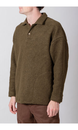Jackman Jackman Pullover / Wool Himo Polo / Olive Jackman Jackman Pullover / Wool Himo Polo / Olive
