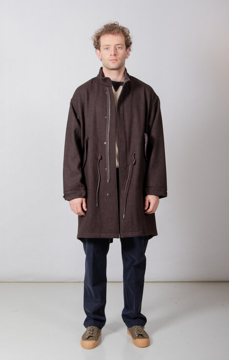 Rough Side Rough Side Jas / Wool Fishtale Parka / Donkerbruin Rough Side Rough Side Jas / Wool Fishtale Parka / Donkerbruin