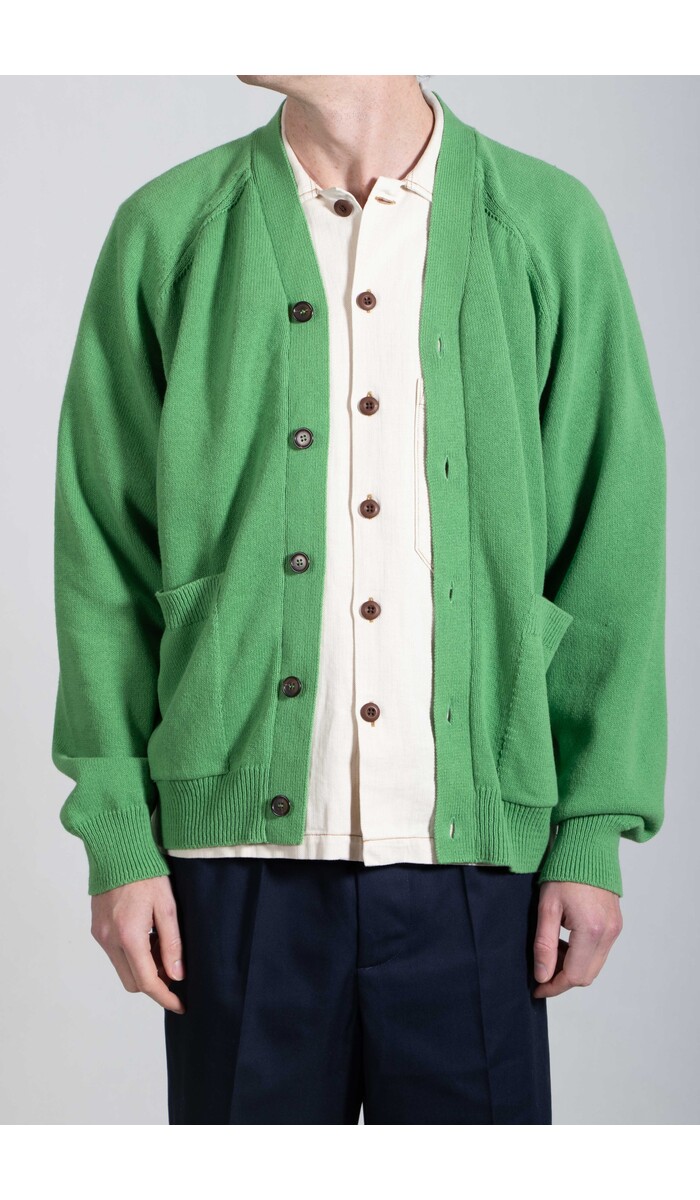 Universal Works Universal Works Vest / Pocket David Cardigan / Grasgroen