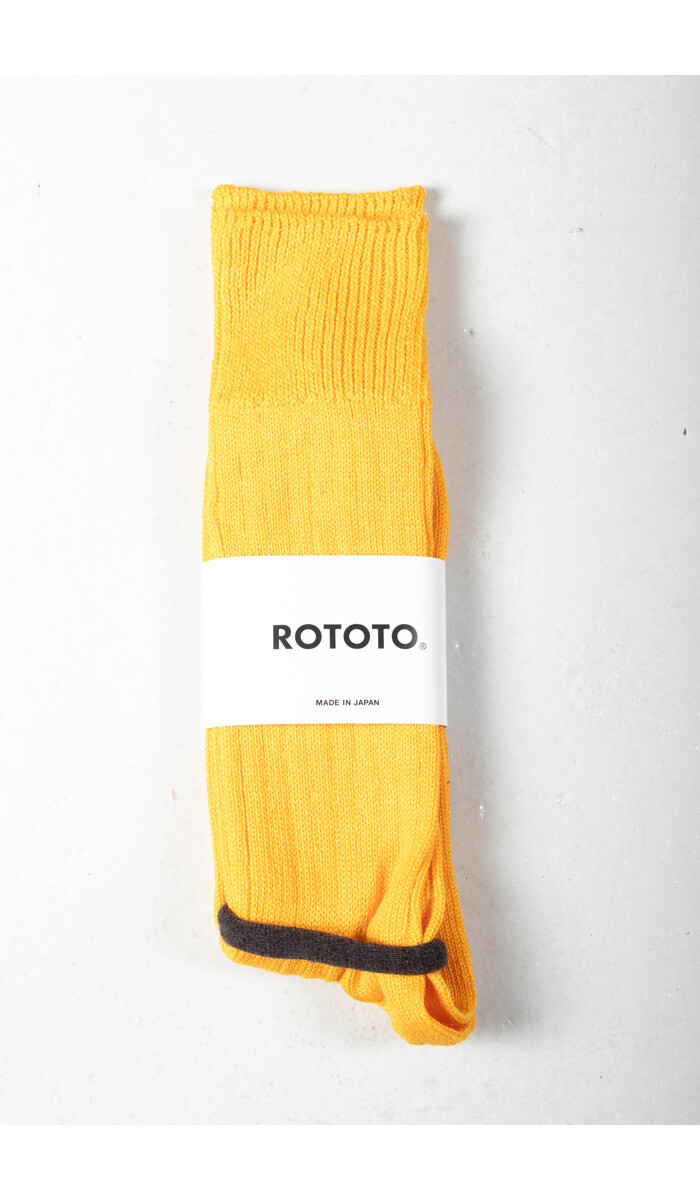 RoToTo RoToTo Socke / Linen Cotton Ribbed / Leuchtend Geld