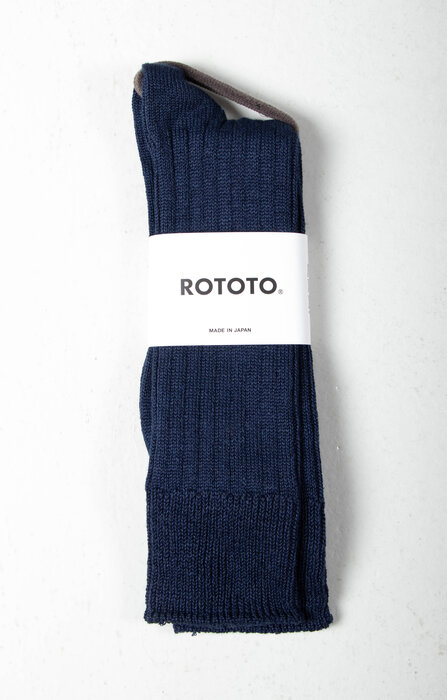 RoToTo RoToTo Sock / Linen Cotton Ribbed / Navy