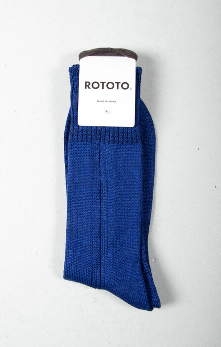 RoToTo RoToTo Sock / Vertical Line Linen / Royal Blue