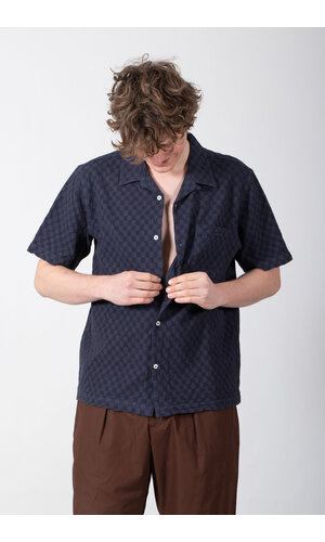 Universal Works Universal Works Overhemd / Road Shirt / Indigo Wafel