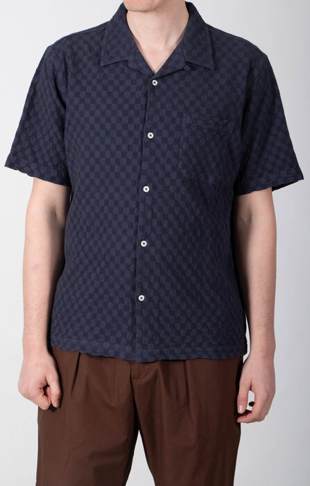 Universal Works Universal Works Shirt / Road Shirt / Indigo Waffle