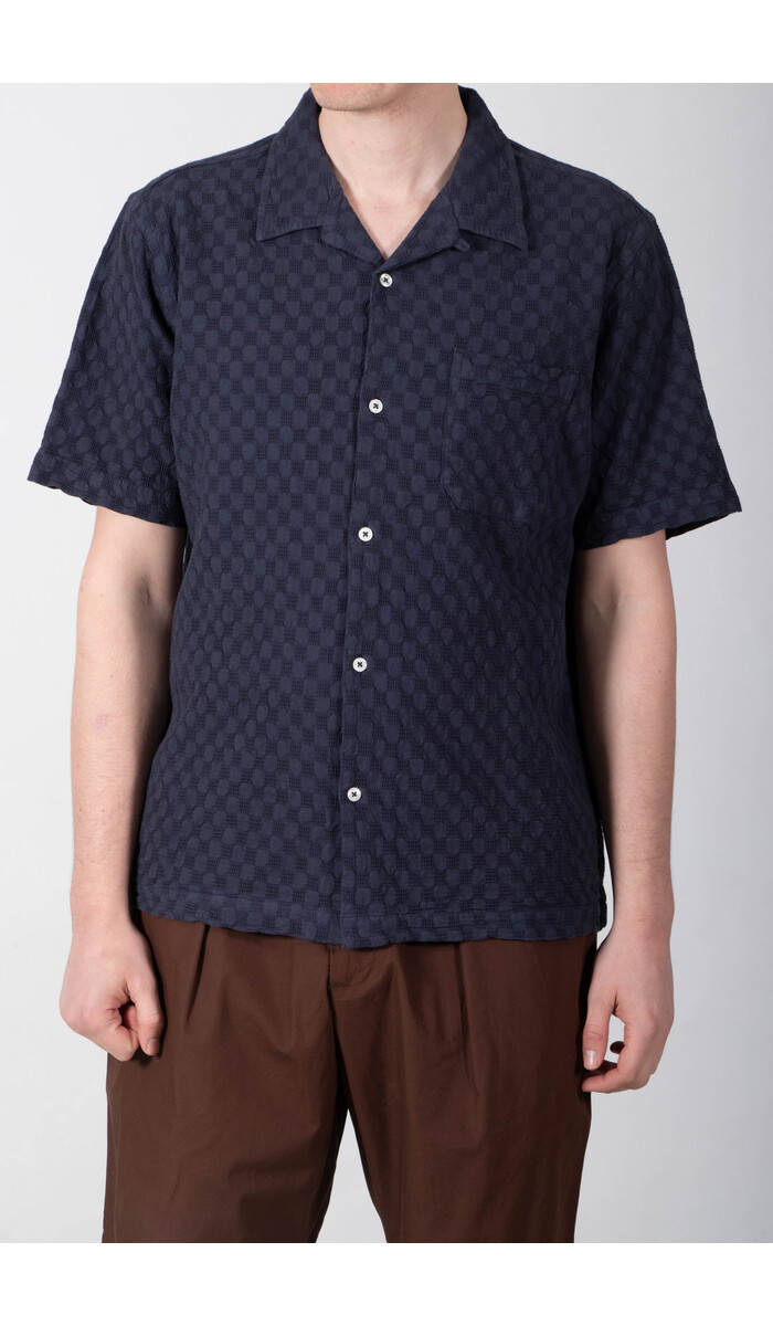 Universal Works Universal Works Overhemd / Road Shirt / Indigo Wafel