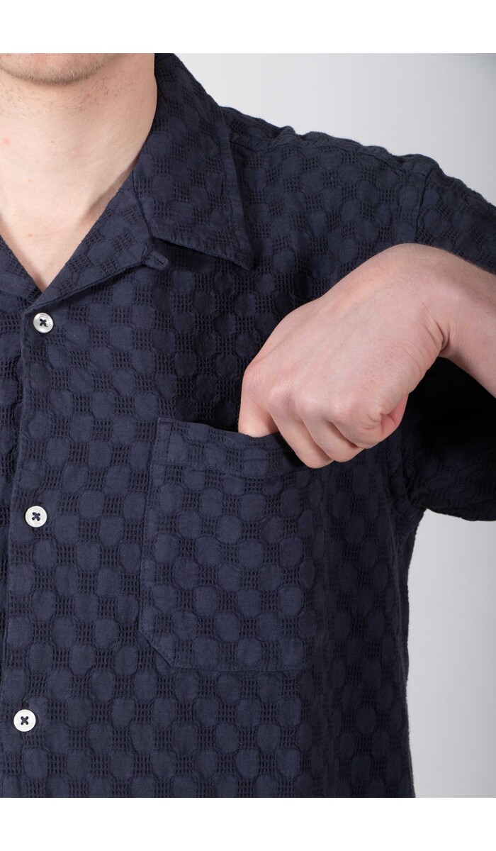 Universal Works Universal Works Overhemd / Road Shirt / Indigo Wafel