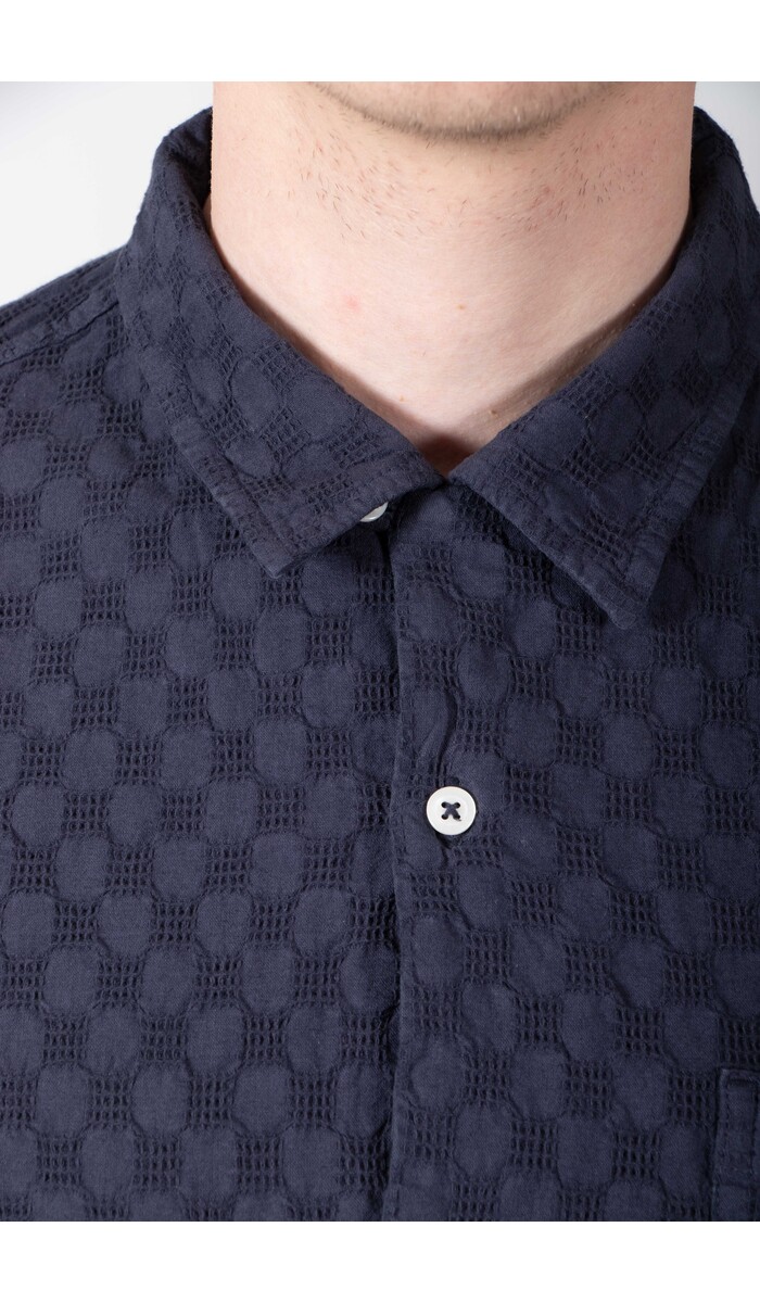 Universal Works Universal Works Overhemd / Road Shirt / Indigo Wafel