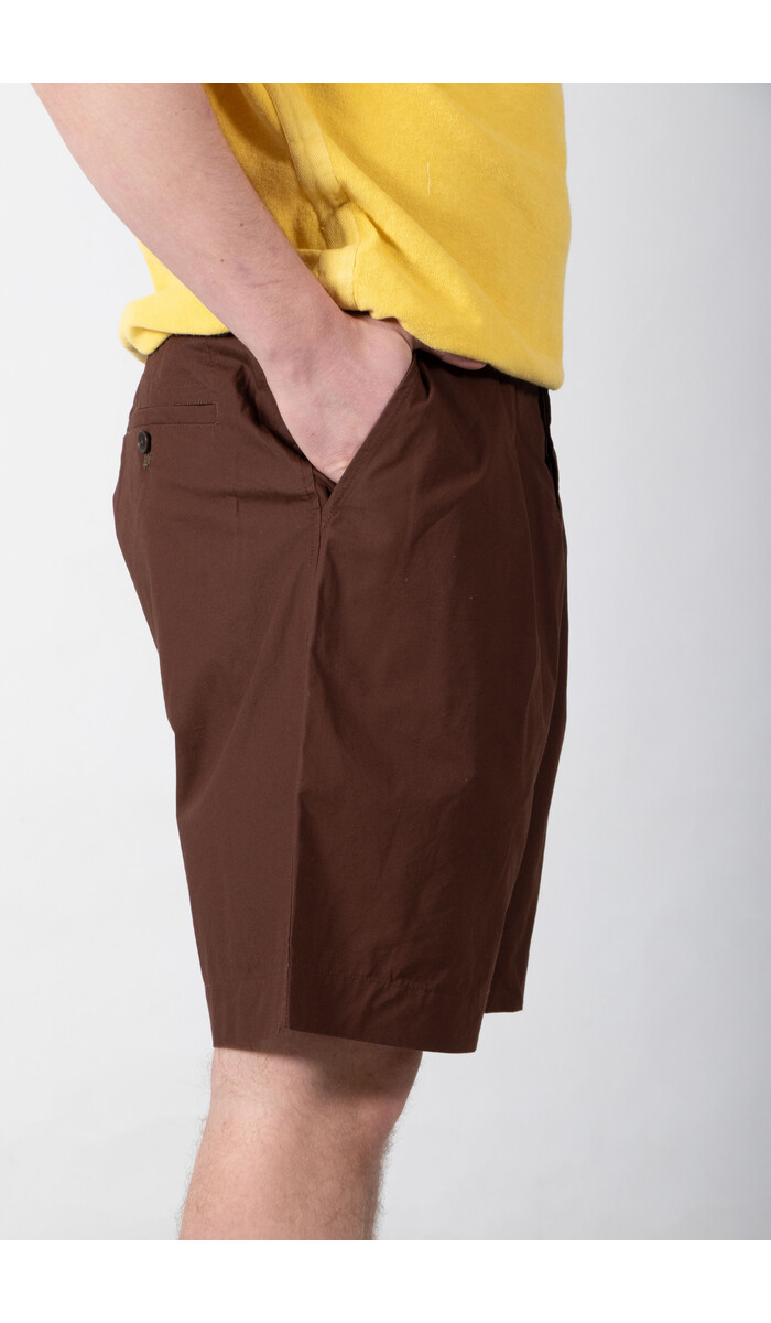 Universal Works Universal Works Korte Broek / Pleated Track Short / Bruine Streep