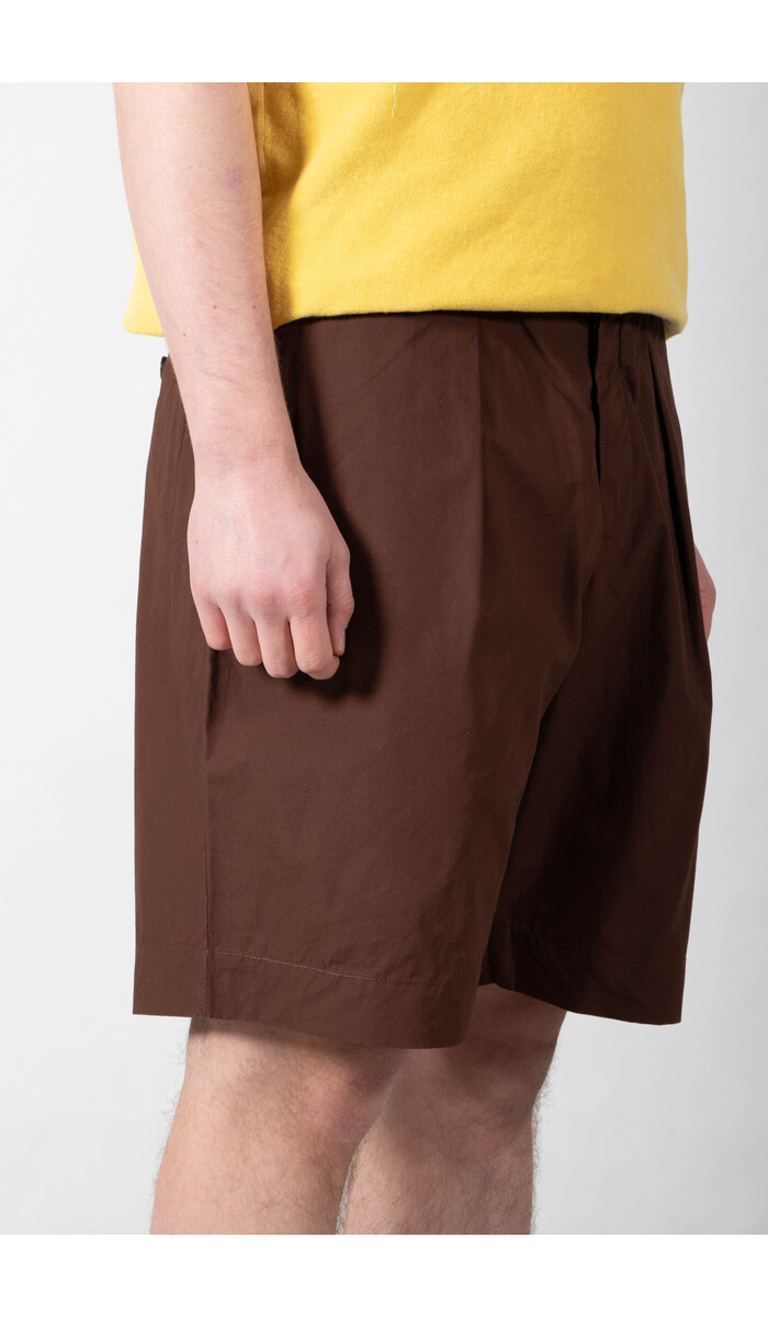 Universal Works Universal Works Korte Broek / Pleated Track Short / Bruine Streep