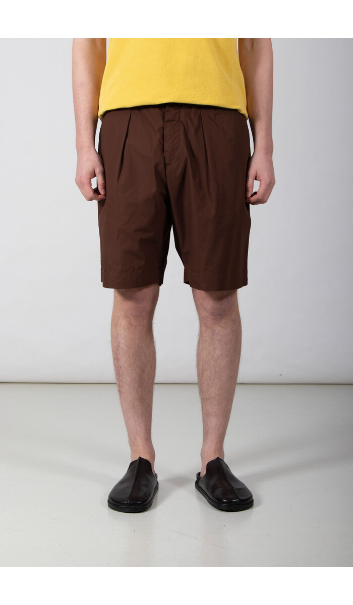 Universal Works Universal Works Korte Broek / Pleated Track Short / Bruine Streep