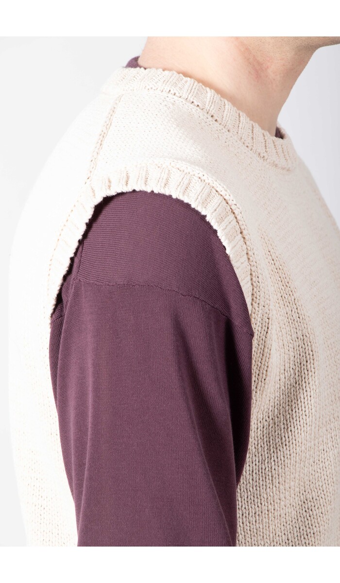 De Bonne Facture De Bonne Facture Vest / Round Collar Vest / Ecru