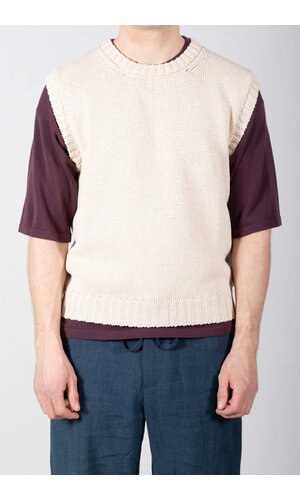 De Bonne Facture De Bonne Facture Vest / Round Collar Vest / Ecru
