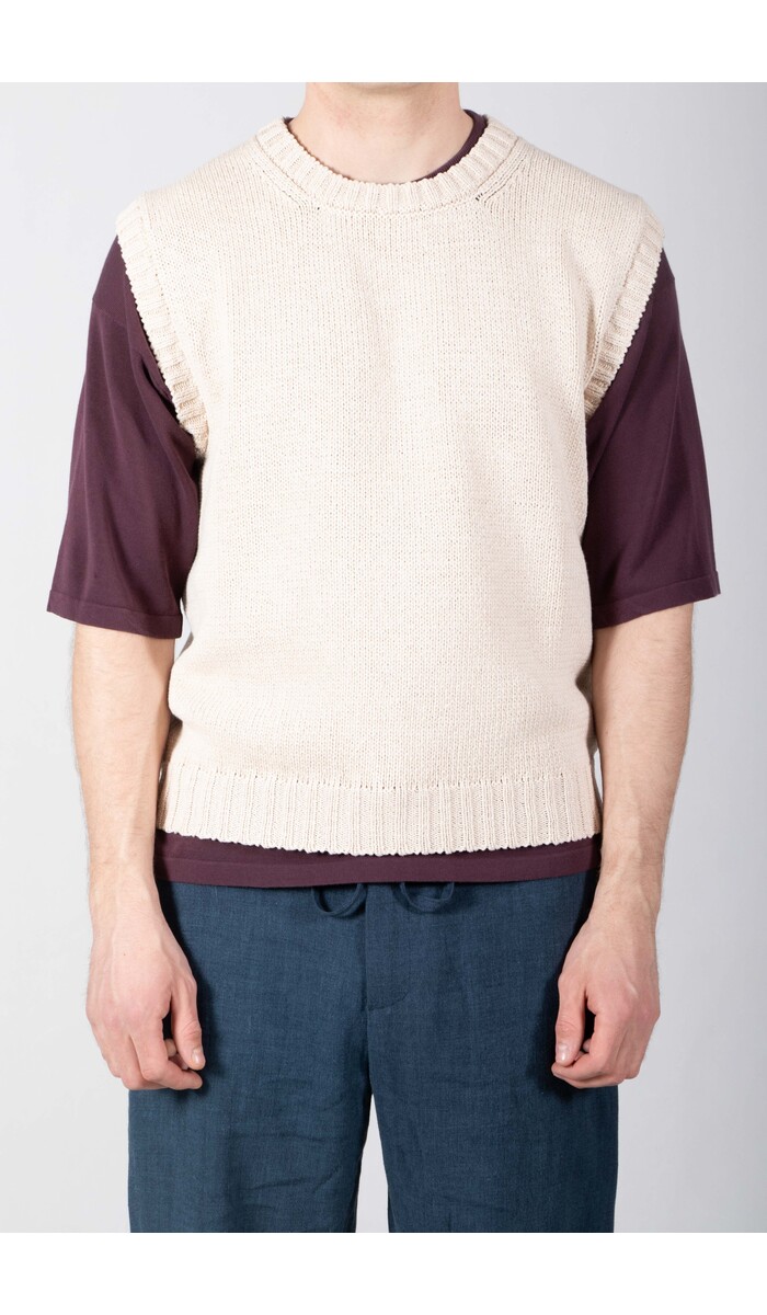 De Bonne Facture De Bonne Facture Vest / Round Collar Vest / Ecru