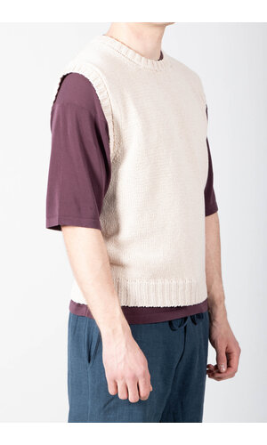 De Bonne Facture De Bonne Facture Vest / Round Collar Vest / Ecru