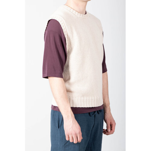 De Bonne Facture De Bonne Facture Vest / Round Collar Vest / Ecru