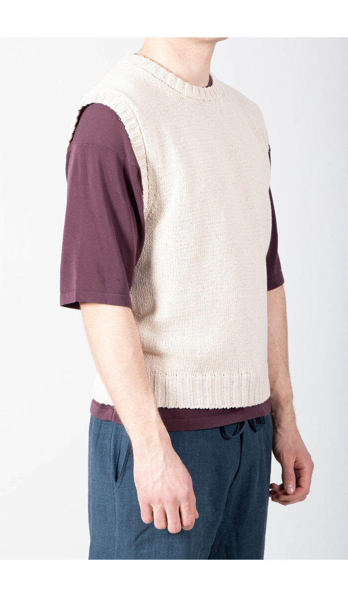 De Bonne Facture De Bonne Facture Vest / Round Collar Vest / Ecru