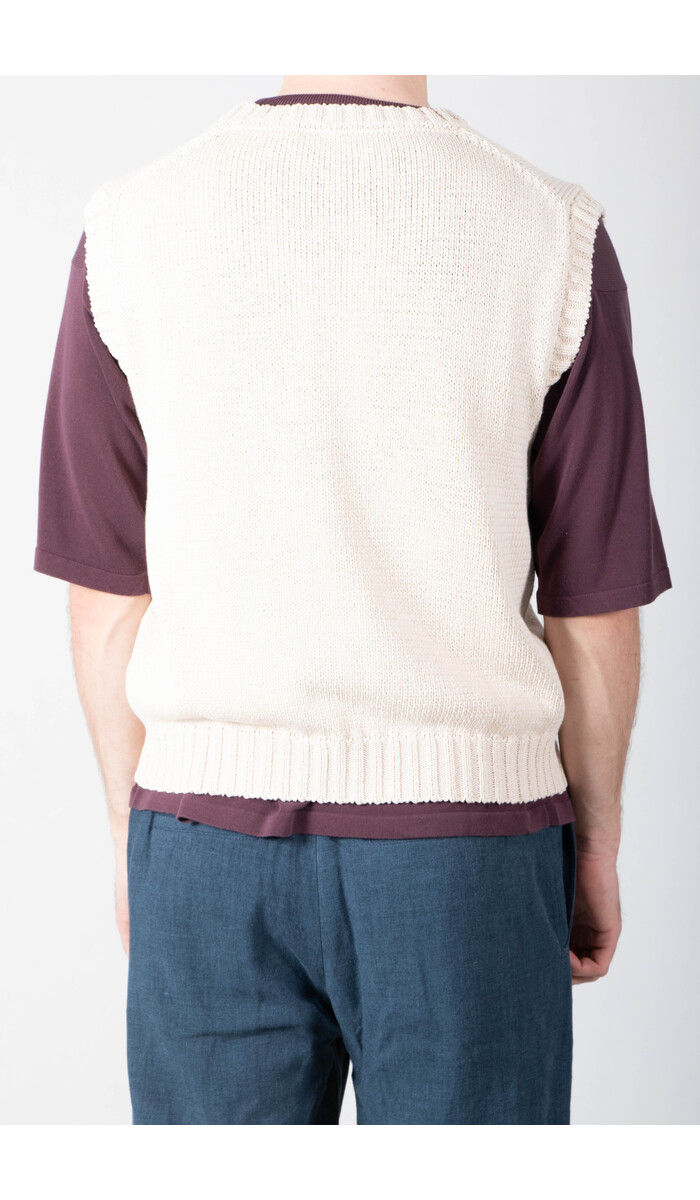 De Bonne Facture De Bonne Facture Vest / Round Collar Vest / Ecru