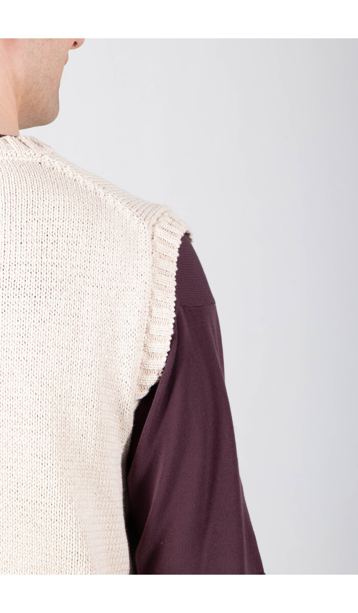 De Bonne Facture De Bonne Facture Vest / Round Collar Vest / Ecru