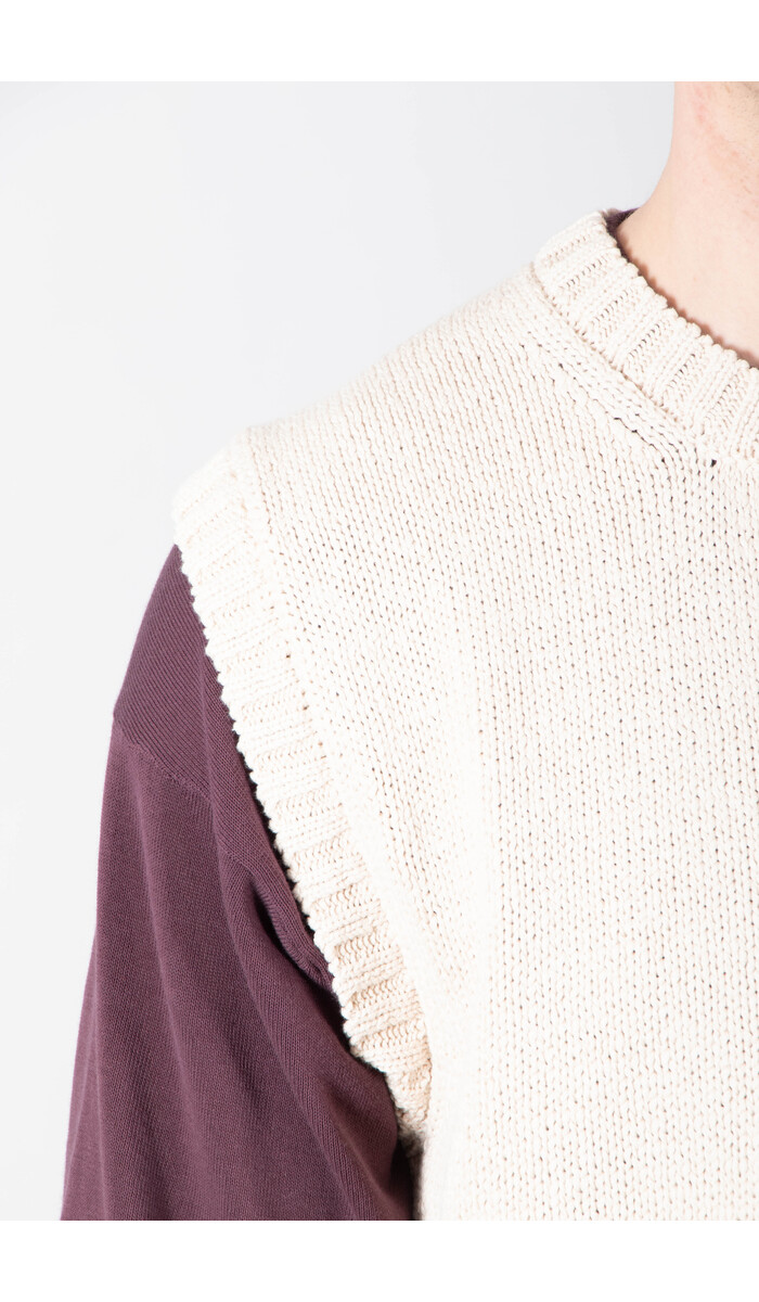 De Bonne Facture De Bonne Facture Vest / Round Collar Vest / Ecru