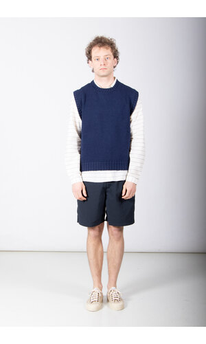 De Bonne Facture De Bonne Facture Vest / Round Collar Vest / Navy