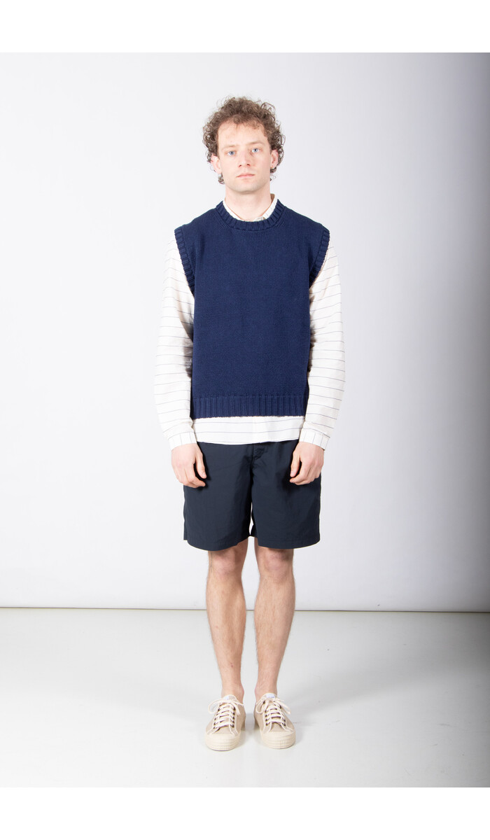 De Bonne Facture De Bonne Facture Vest / Round Collar Vest / Navy