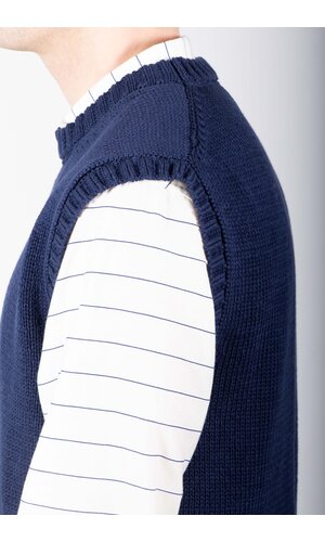 De Bonne Facture De Bonne Facture Vest / Round Collar Vest / Navy
