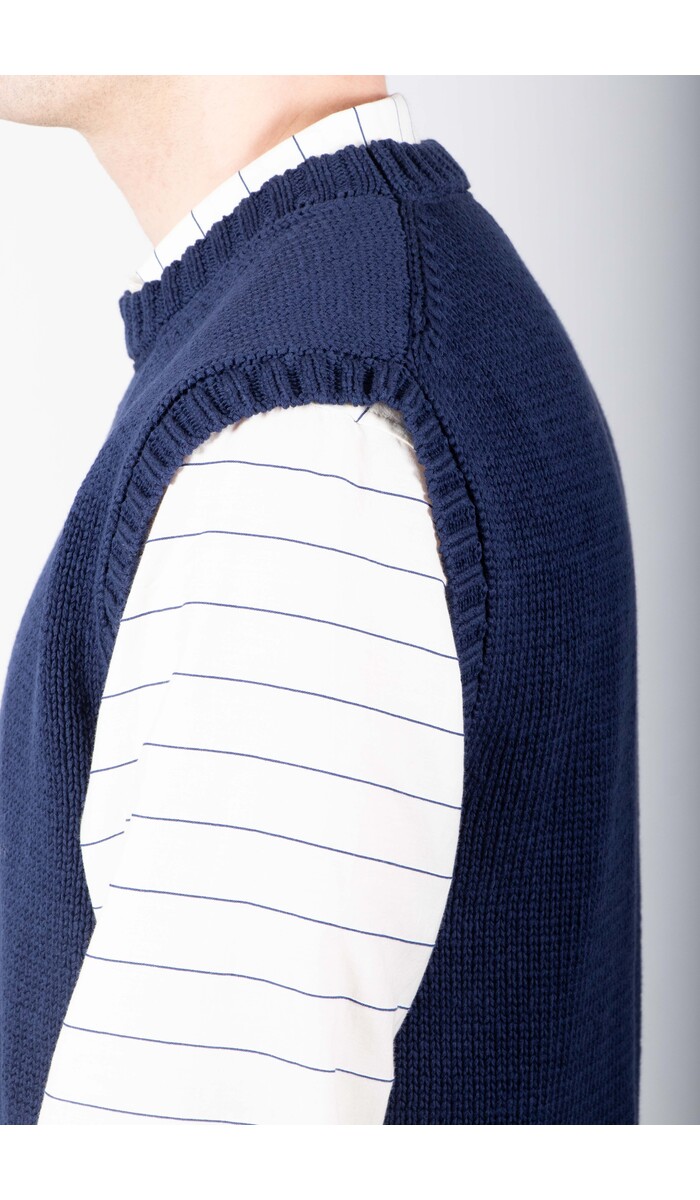 De Bonne Facture De Bonne Facture Vest / Round Collar Vest / Navy