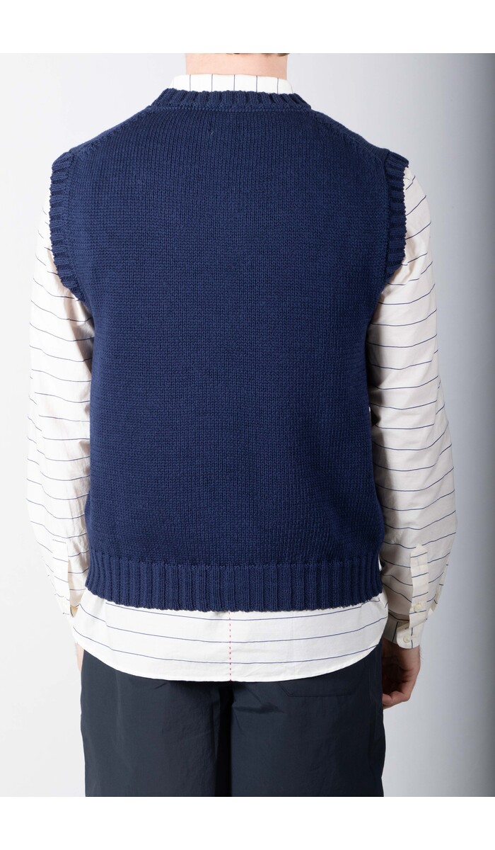 De Bonne Facture De Bonne Facture Vest / Round Collar Vest / Navy