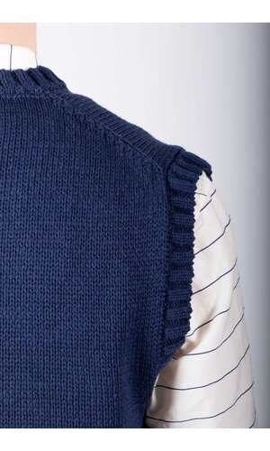 De Bonne Facture De Bonne Facture Vest / Round Collar Vest / Navy