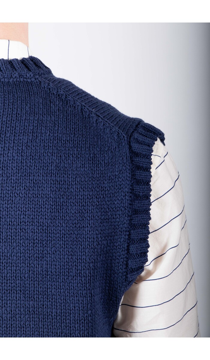 De Bonne Facture De Bonne Facture Vest / Round Collar Vest / Navy