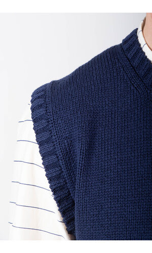 De Bonne Facture De Bonne Facture Vest / Round Collar Vest / Navy