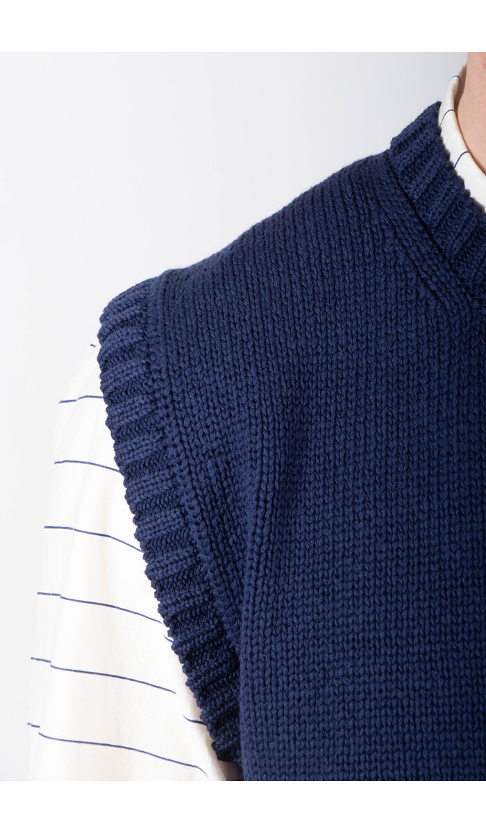 De Bonne Facture De Bonne Facture Vest / Round Collar Vest / Navy