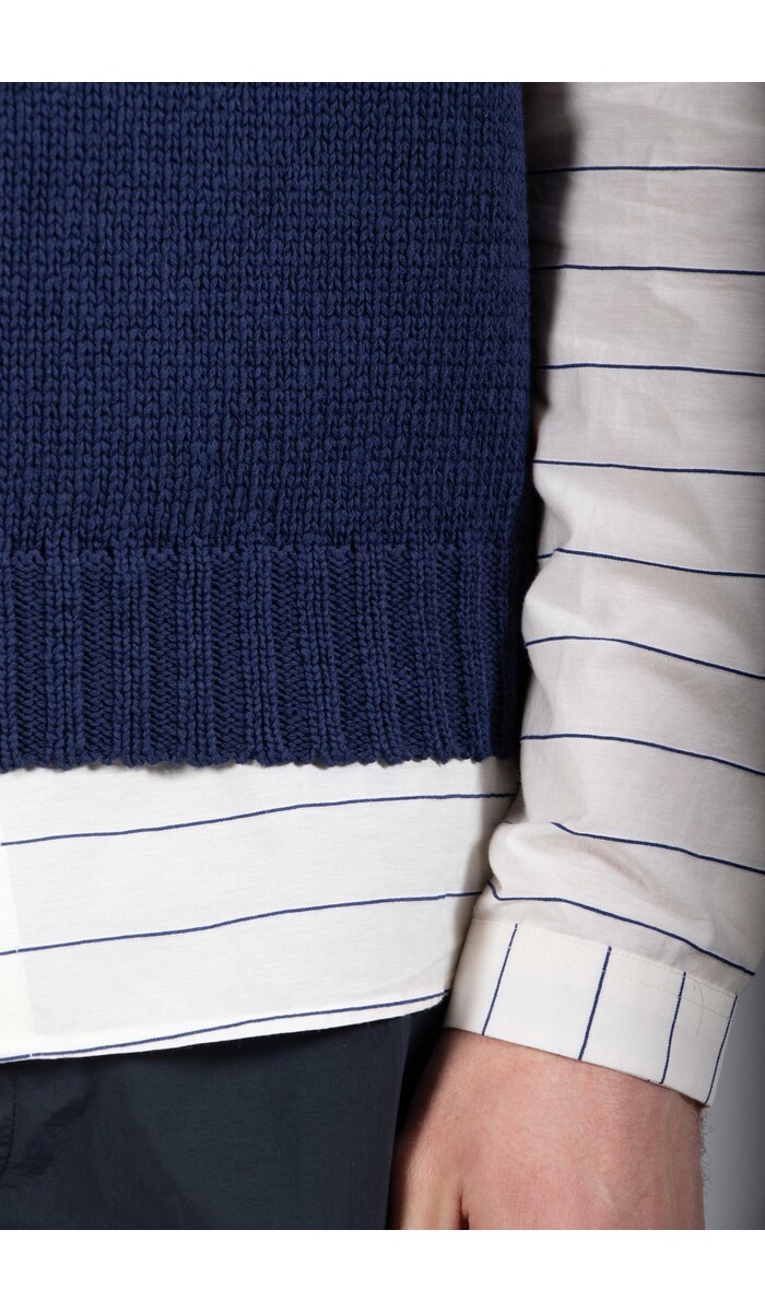 De Bonne Facture De Bonne Facture Vest / Round Collar Vest / Navy