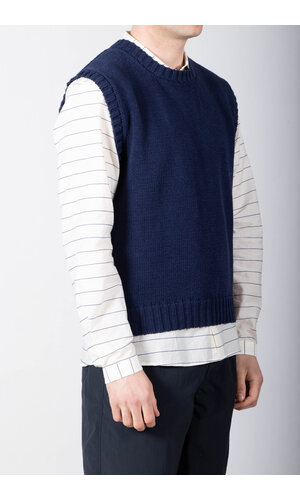 De Bonne Facture De Bonne Facture Vest / Round Collar Vest / Navy
