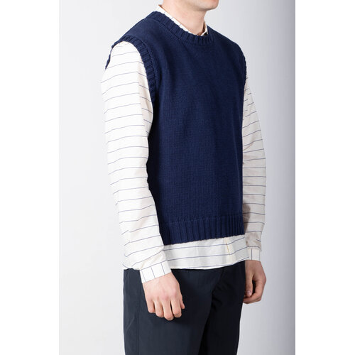 De Bonne Facture De Bonne Facture Vest / Round Collar Vest / Navy