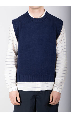 De Bonne Facture De Bonne Facture Vest / Round Collar Vest / Navy
