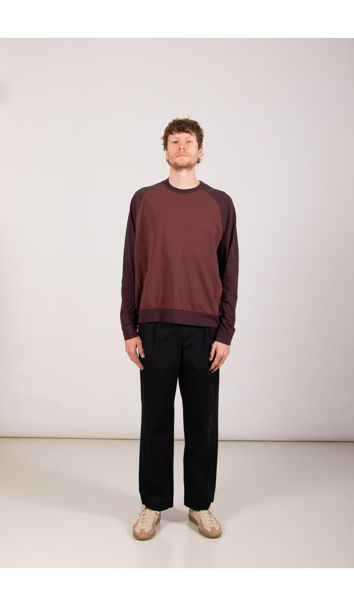 Rough Side Rough Side T-shirt / Contrast Panel LS / Rode Wijn