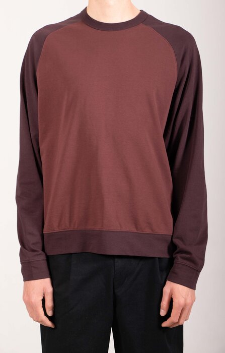 Rough Side Rough Side T-shirt / Contrast Panel LS / Red Wine