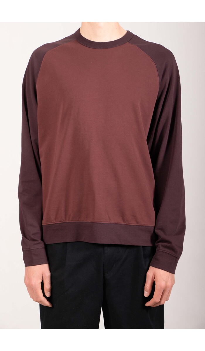 Rough Side Rough Side T-shirt / Contrast Panel LS / Rode Wijn