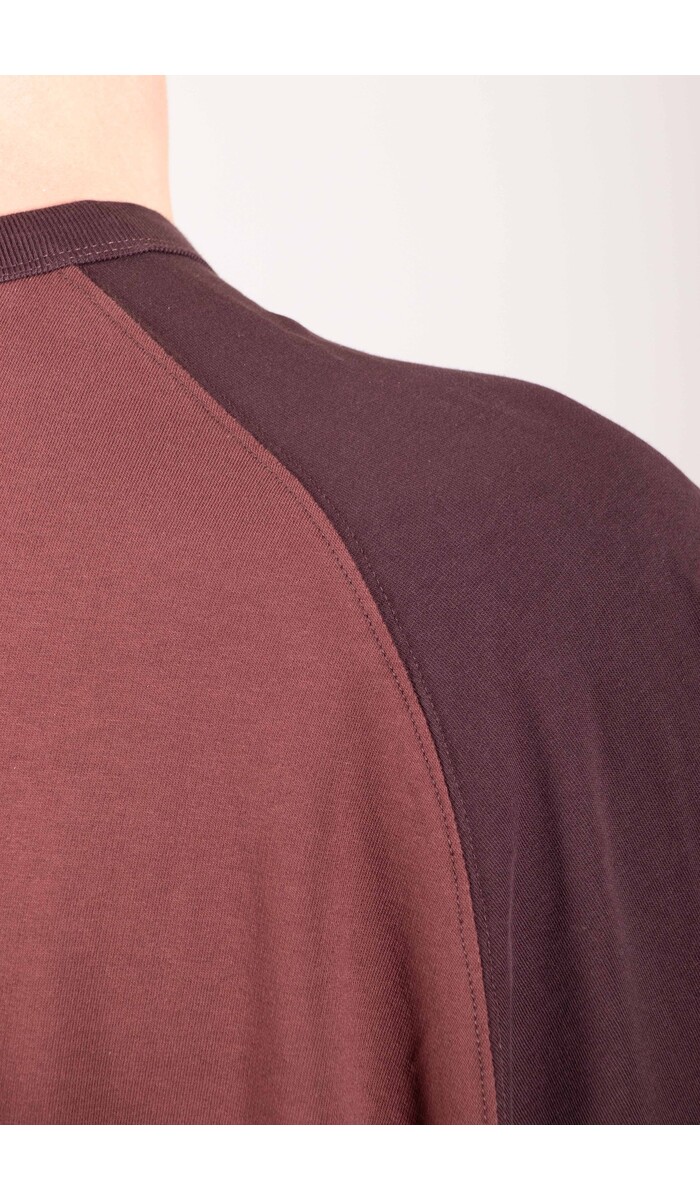Rough Side Rough Side T-shirt / Contrast Panel LS / Rode Wijn