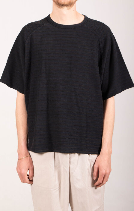 Rough Side Rough Side T-shirt / Dyed Stripe HS / Dark Navy